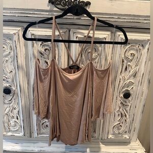 Maverick Taupe Cold Shoulder Women's Top